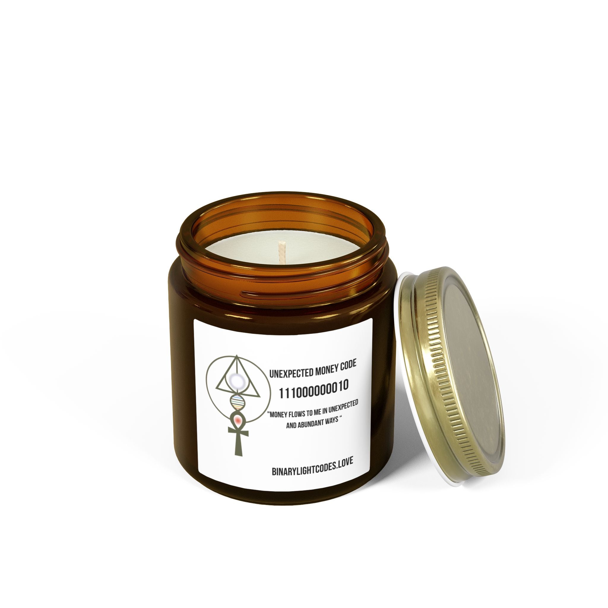 Coconut Apricot Scented Candle (4oz, 9oz) — 'Unexpected Money Code' Aromatherapy Jar