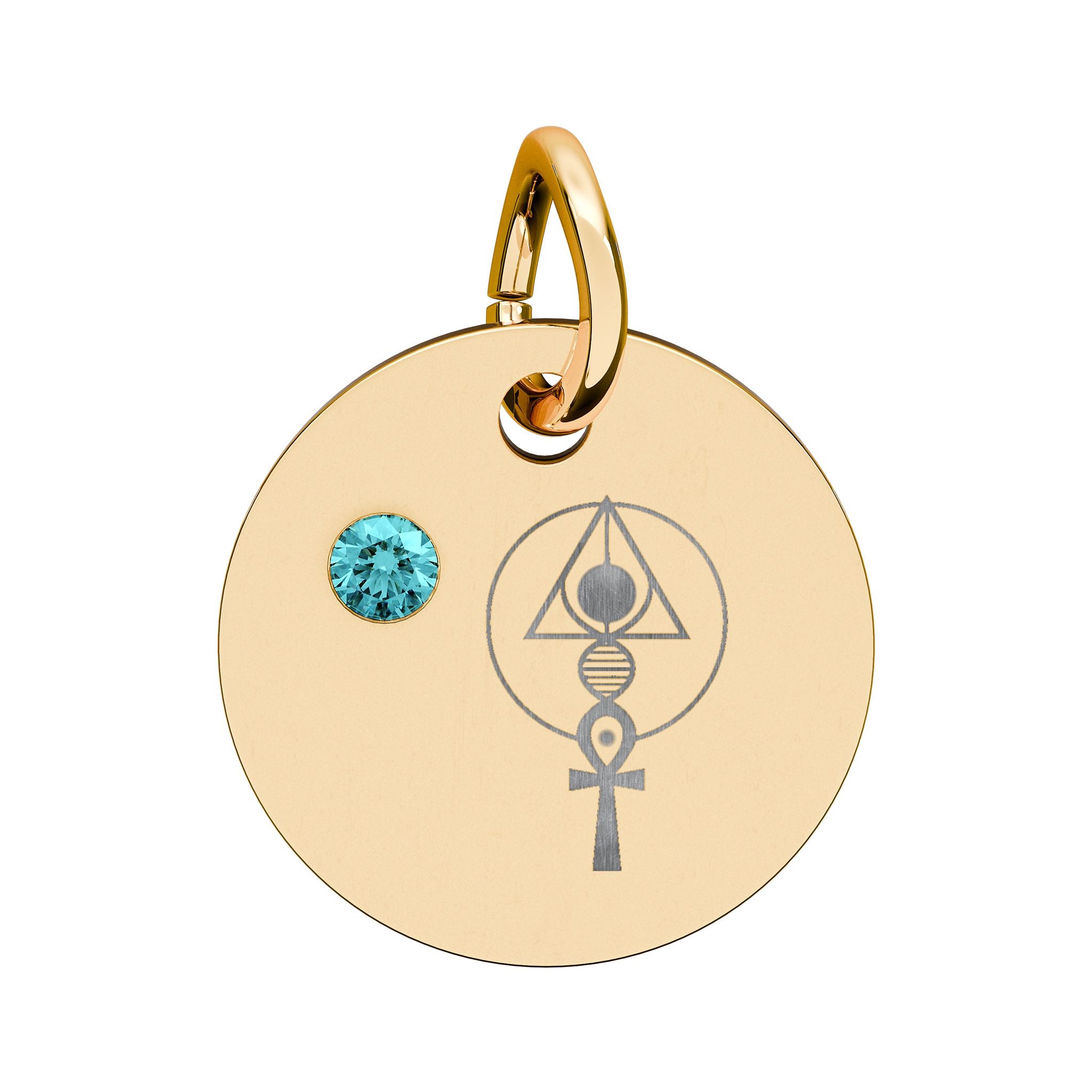 Engraved Binary Light Code Symbol + Birthstone Circle Charm (Chain sold separately)