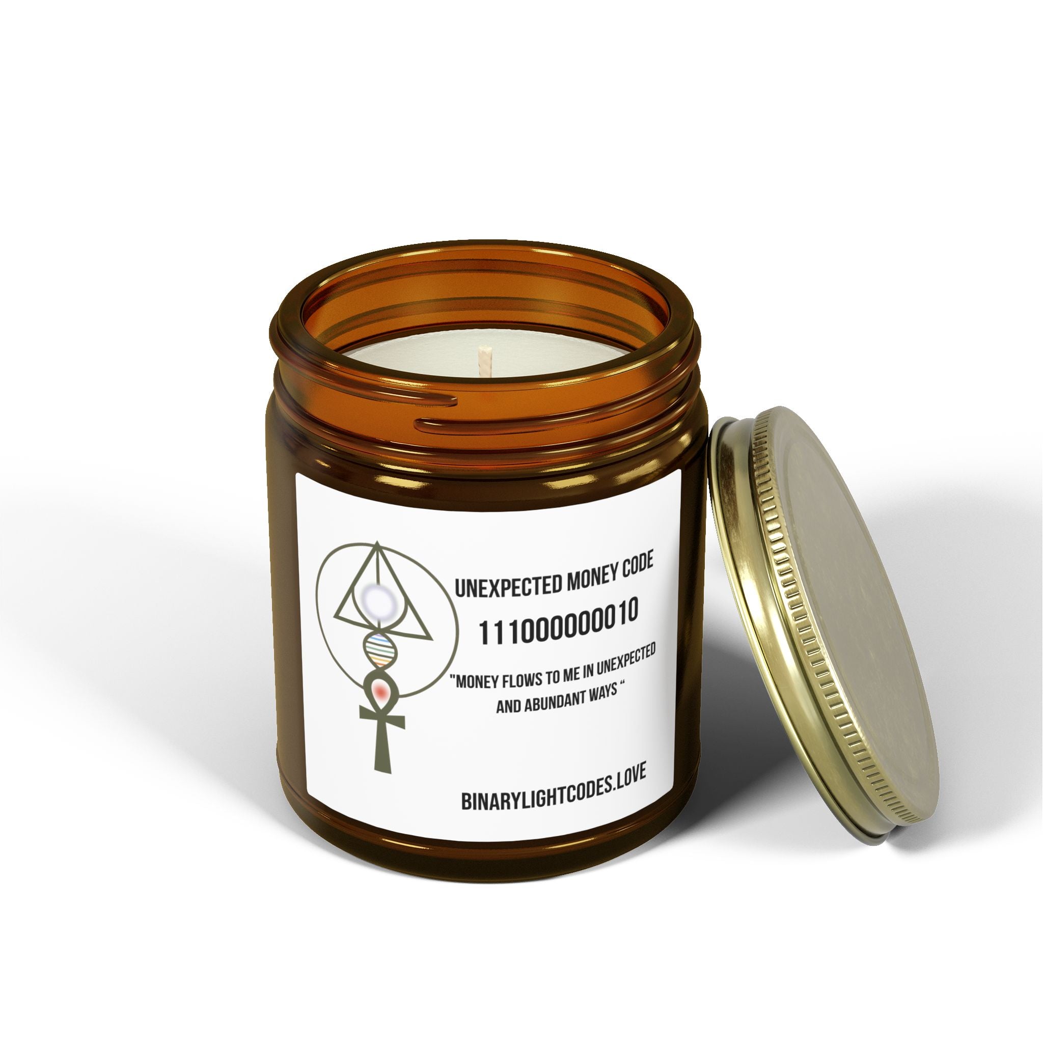 Coconut Apricot Scented Candle (4oz, 9oz) — 'Unexpected Money Code' Aromatherapy Jar