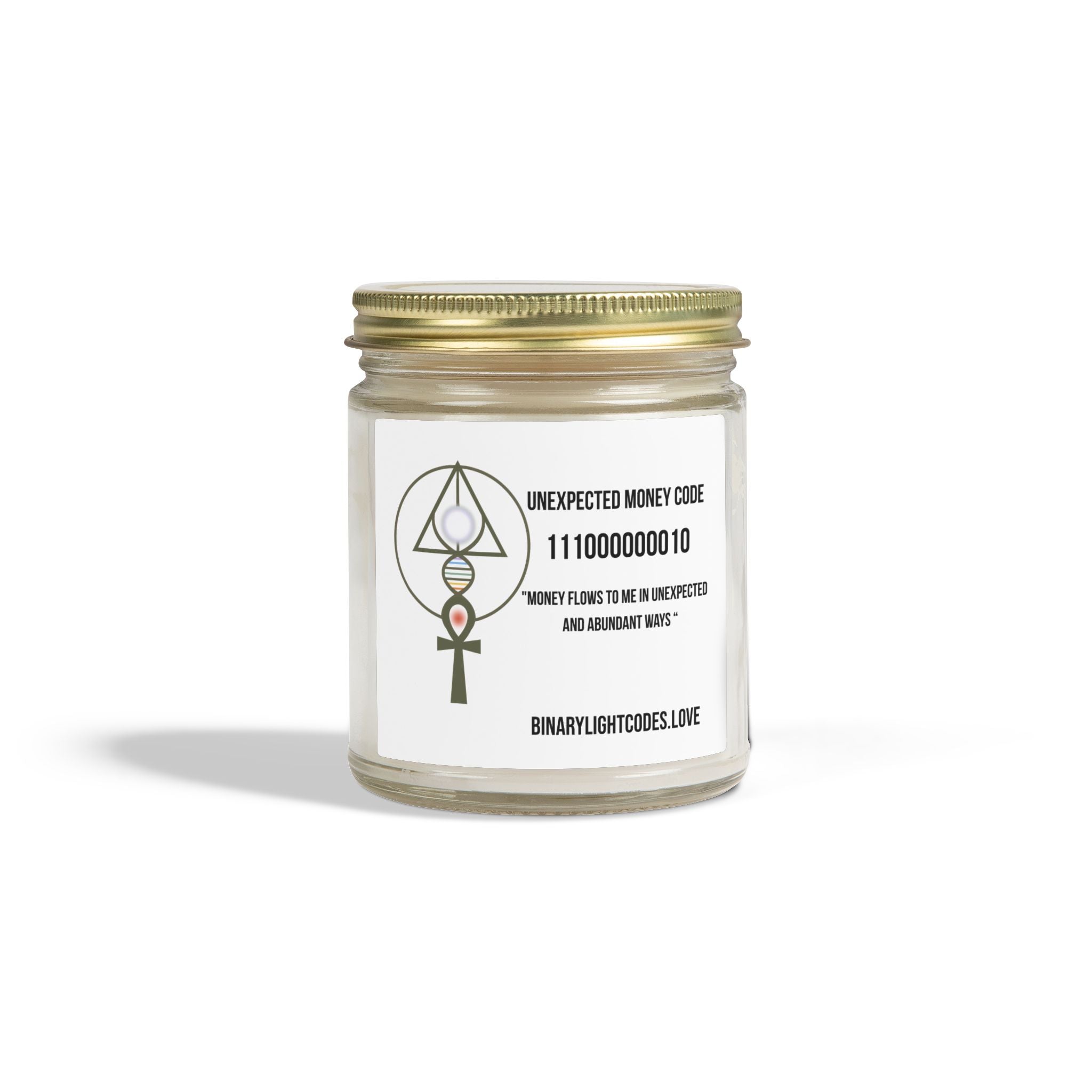 Coconut Apricot Scented Candle (4oz, 9oz) — 'Unexpected Money Code' Aromatherapy Jar