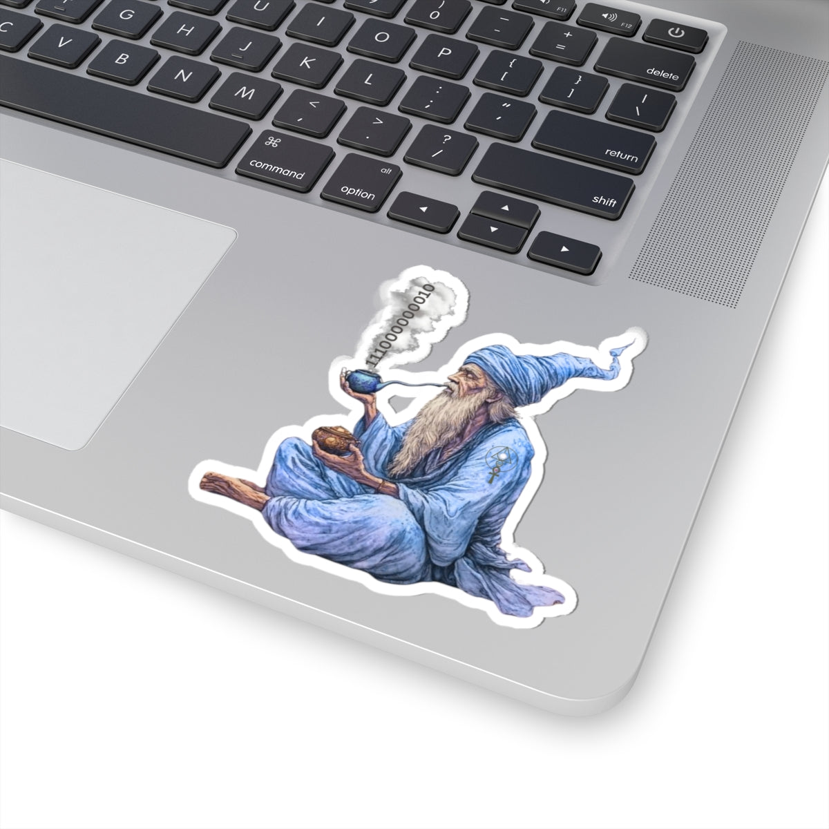 Mystic Wizard Smoking Pipe Sticker — Vinyl Kiss-Cut Sticker for Laptops, Journals & Gifting