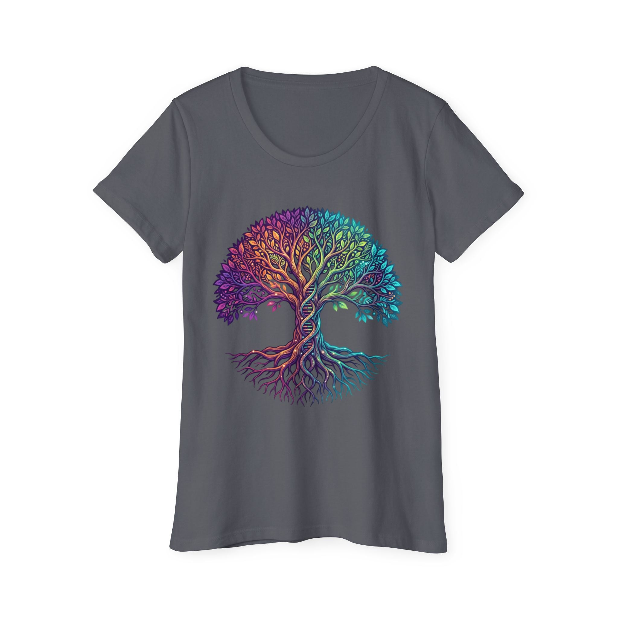 Organic Cotton Tree of Life DNA Activation T-Shirt - Colorful Roots & Branches