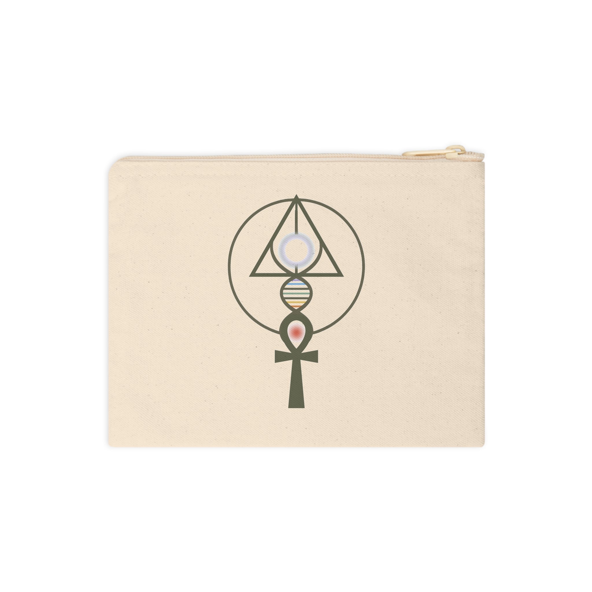 Binary Light Code Symbol Zipper Pouch - 100% Cotton Accessory Bag