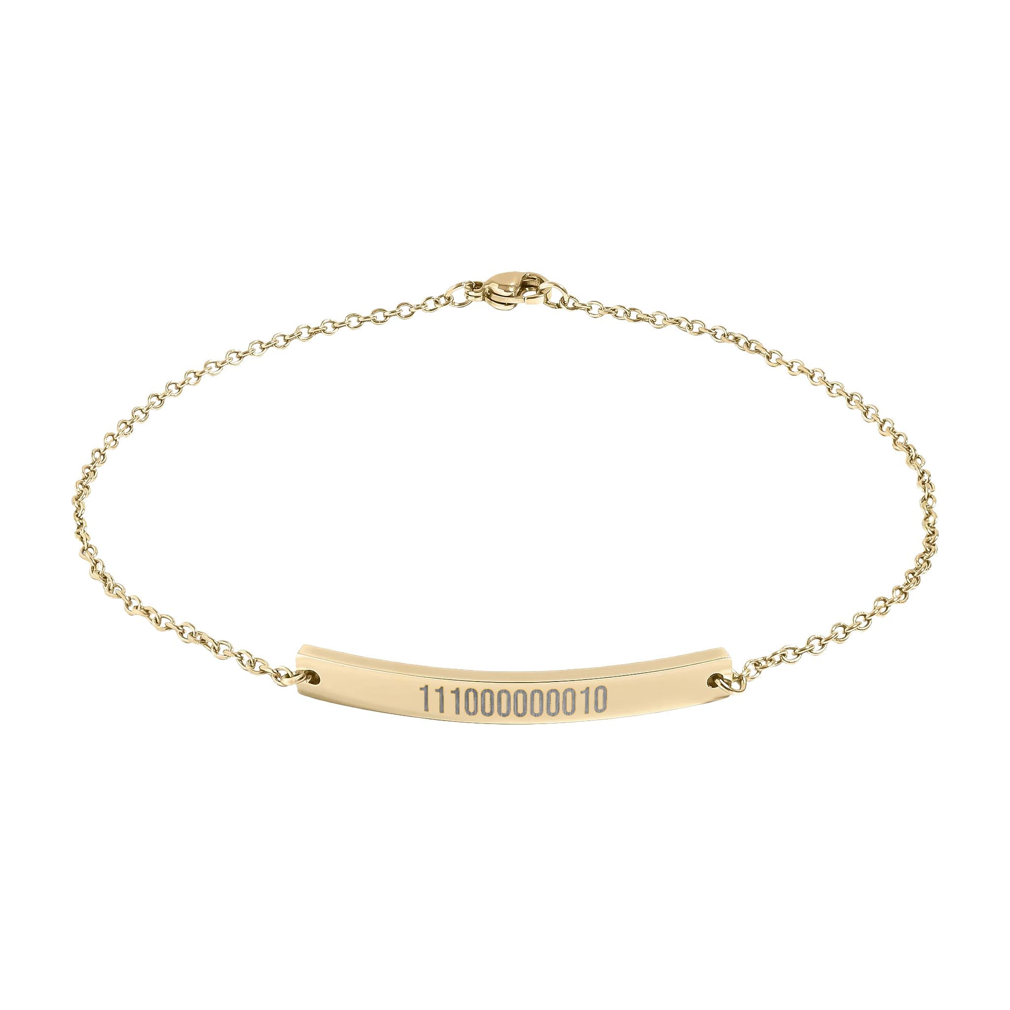 Engraved Binary Light Code - Legacy Key | Curved Bar Anklet