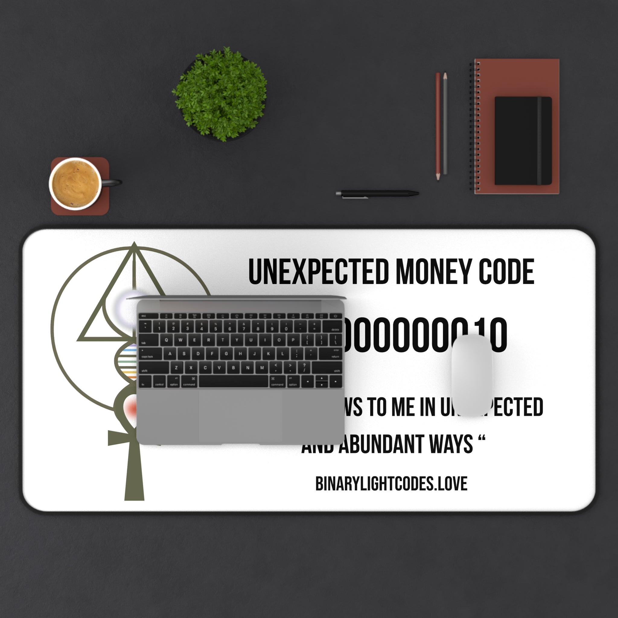 Desk Mat — 'Unexpected Money Code' Affirmation Desk Mat (Binary Wealth Manifestation)
