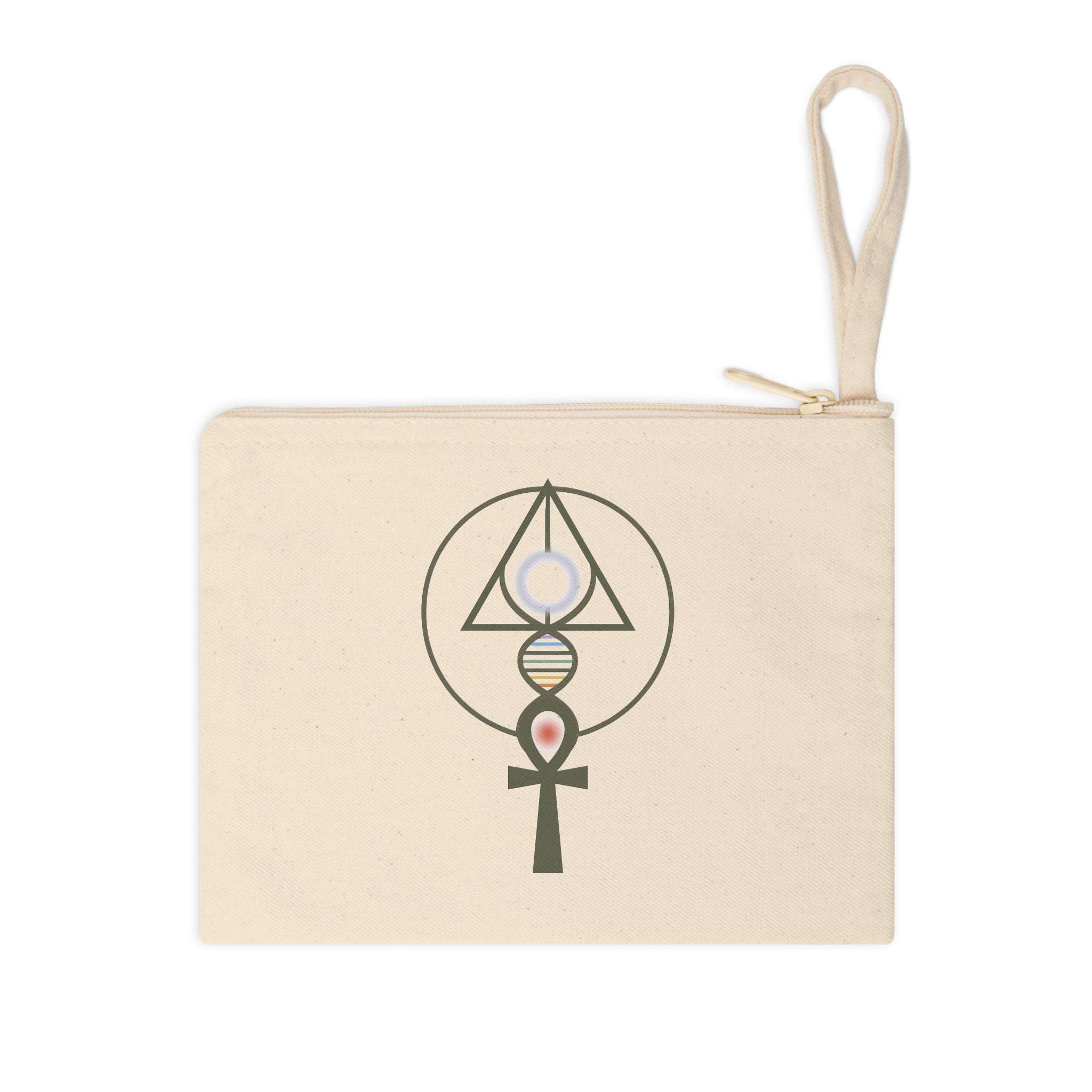 Binary Light Code Symbol Zipper Pouch - 100% Cotton Accessory Bag