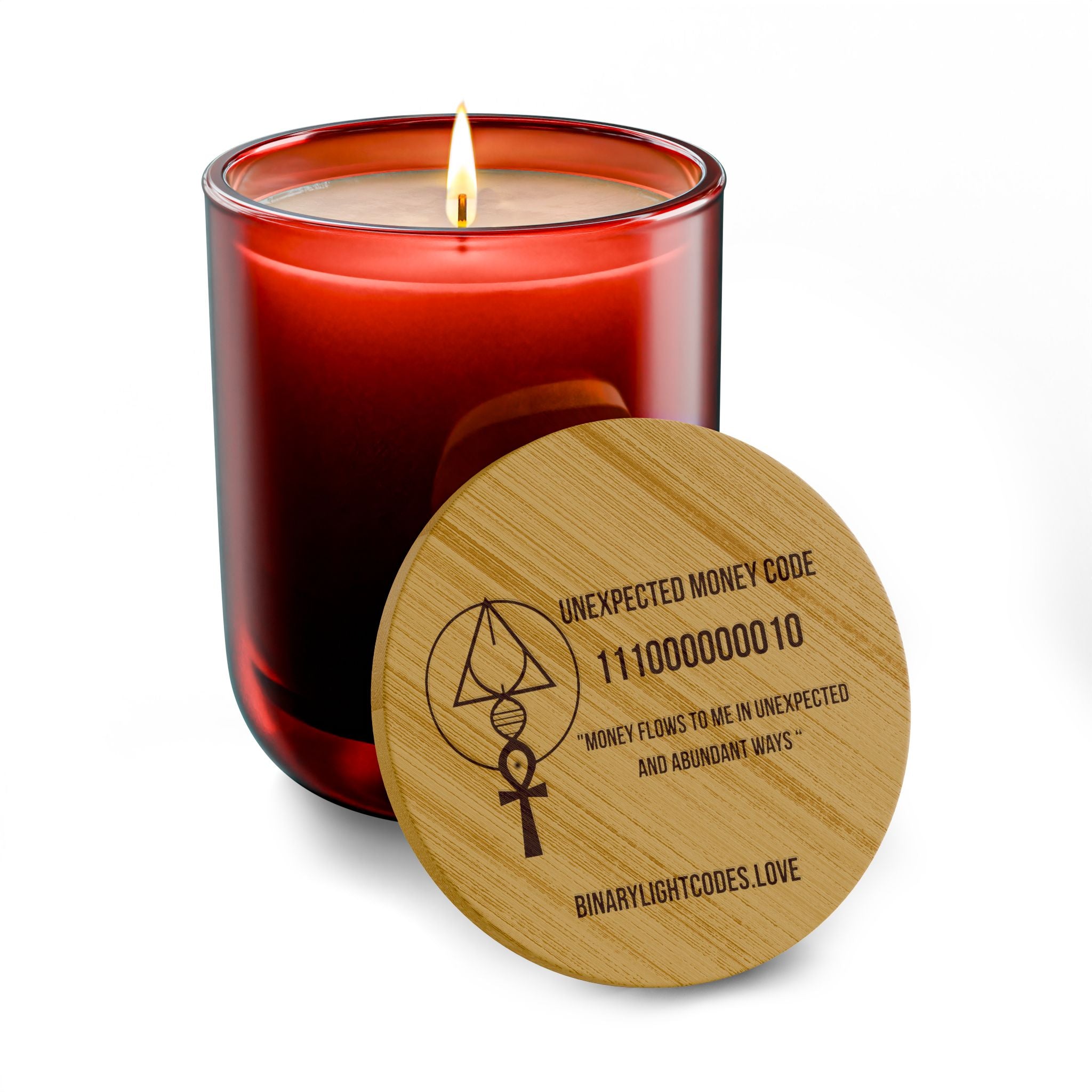 Engraved 14oz Scented Soy Candle with Lid - 'Unexpected Money Code'