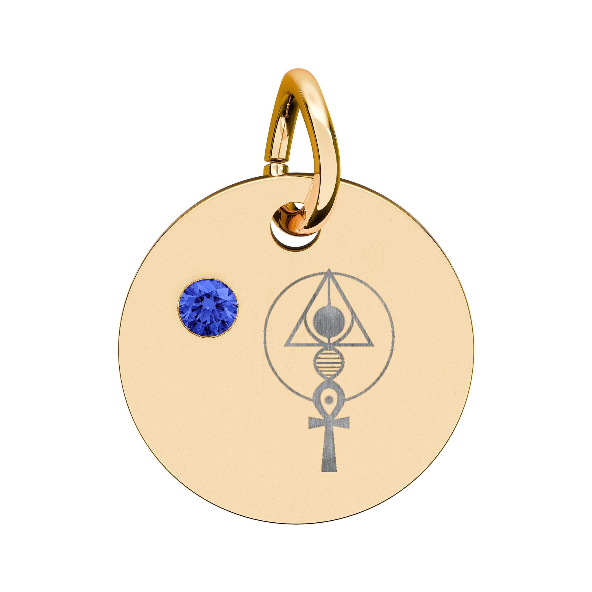 Engraved Binary Light Code Symbol + Birthstone Circle Charm (Chain sold separately)