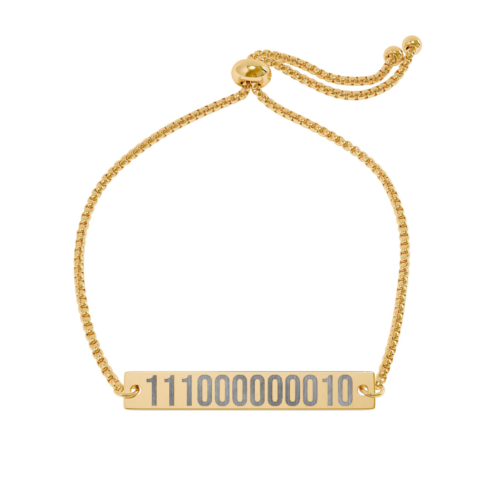 Legacy Key Binary Code Engraved Bar Bracelet - Adjustable Personalized Bracelet