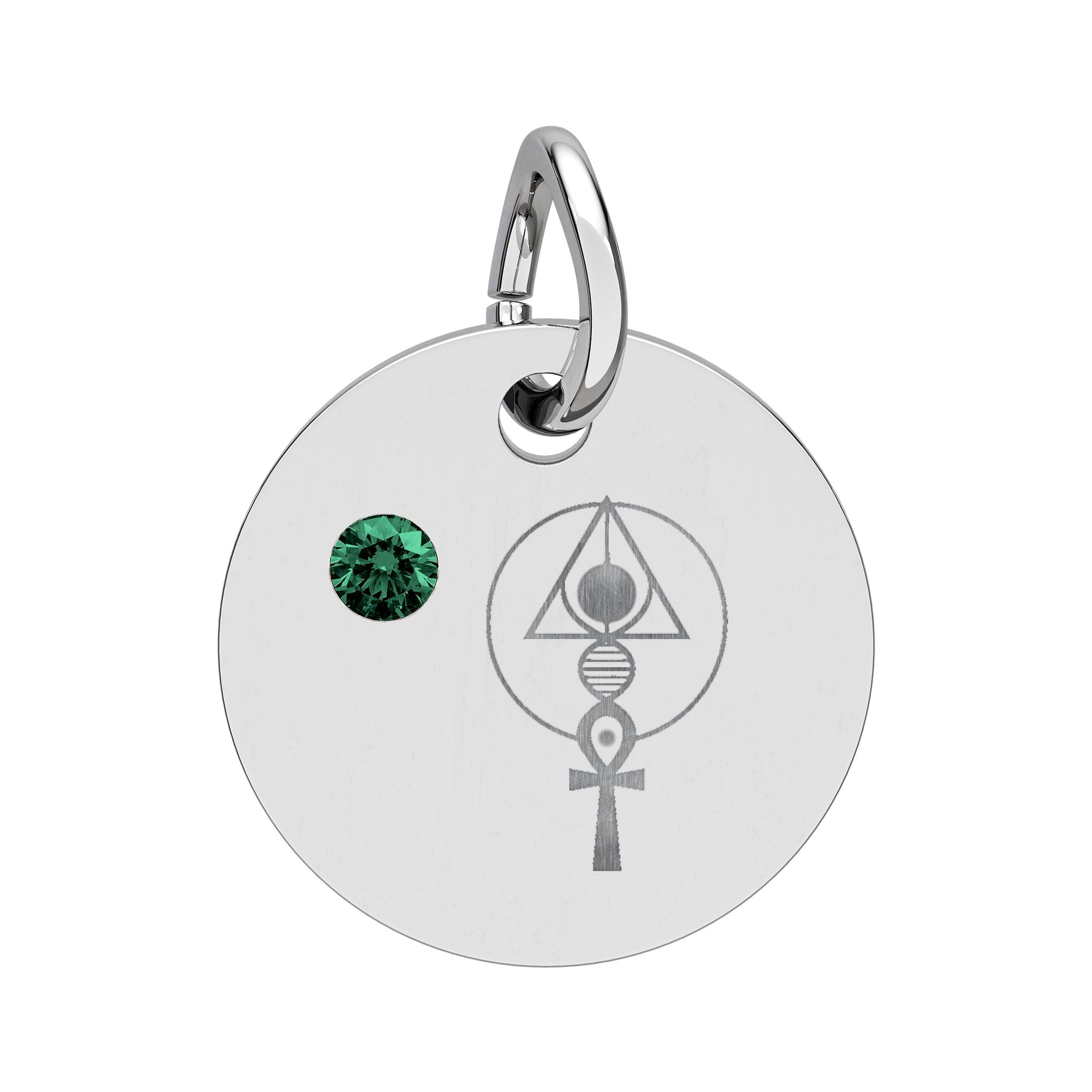 Engraved Binary Light Code Symbol + Birthstone Circle Charm (Chain sold separately)