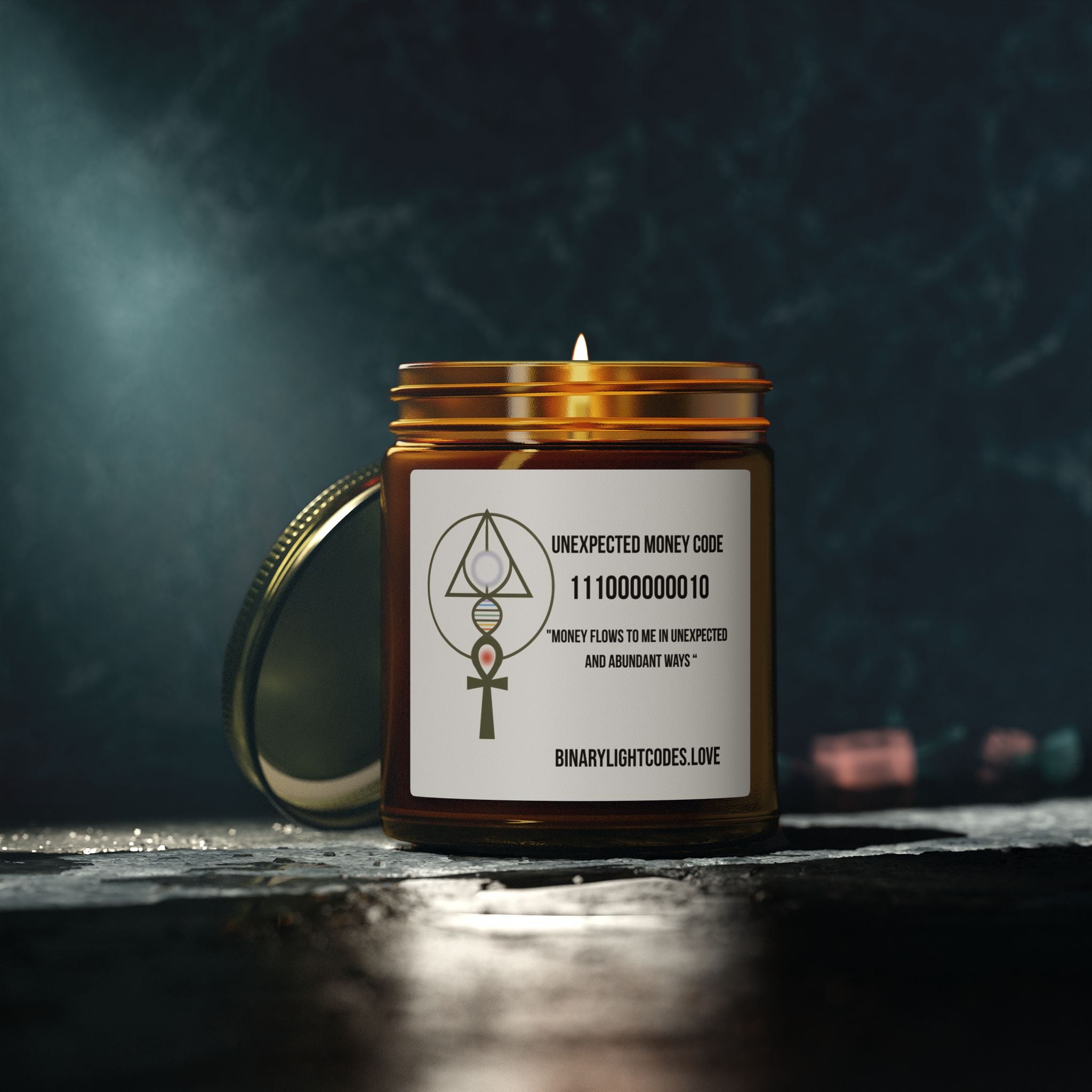 Coconut Apricot Scented Candle (4oz, 9oz) — 'Unexpected Money Code' Aromatherapy Jar