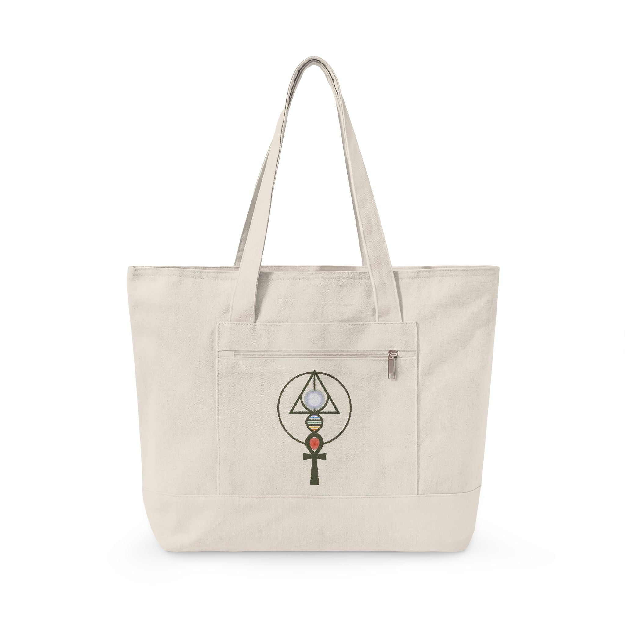 Zippered 100% Heavy Cotton Binary Light Code Tote Bag | Unexpected Money