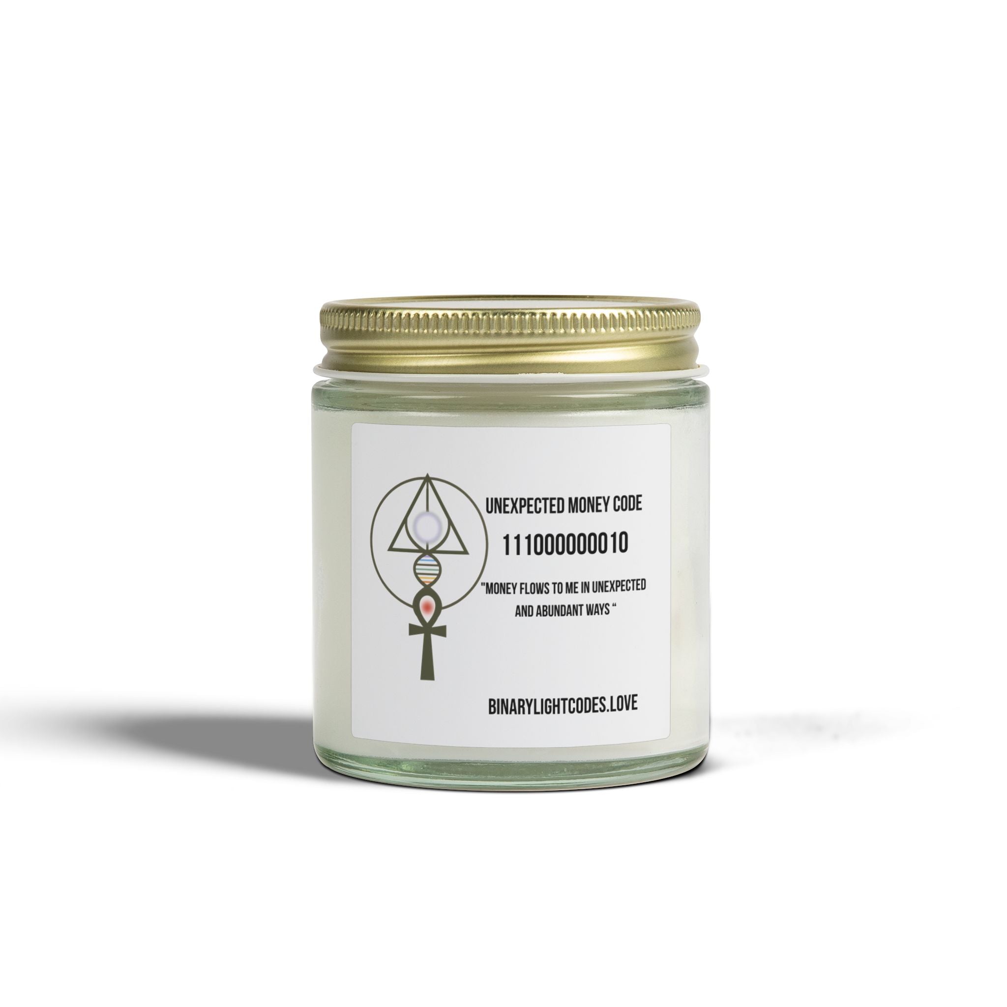 Coconut Apricot Scented Candle (4oz, 9oz) — 'Unexpected Money Code' Aromatherapy Jar