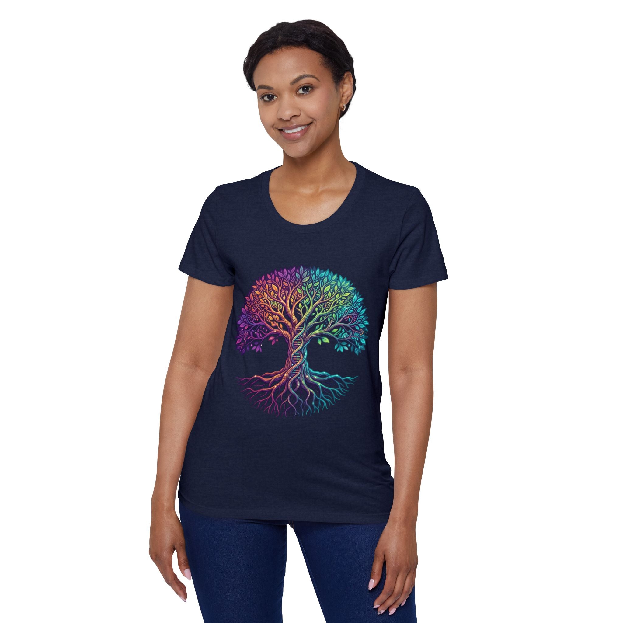 Organic Cotton Tree of Life DNA Activation T-Shirt - Colorful Roots & Branches