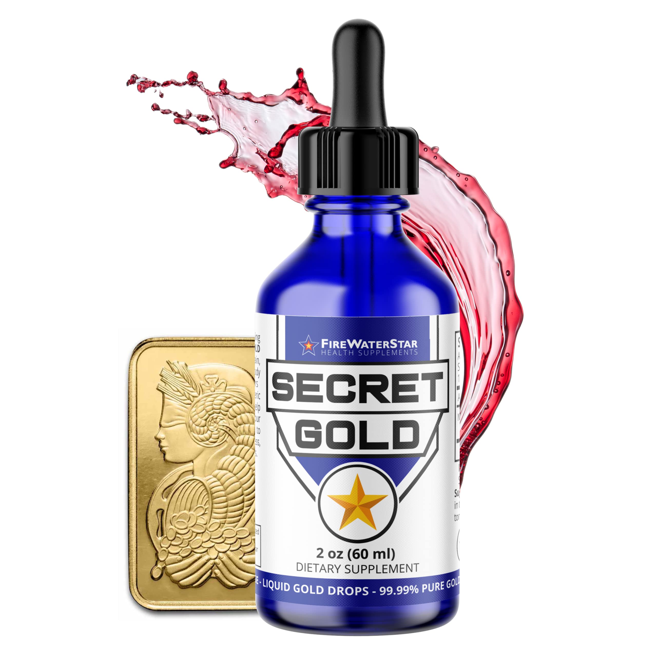 2 OZ - FWS Colloidal Gold - Liquid Gold Drops - 99.99% Pure Swiss Gold - 100 ppm - Ruby Red - Real 24K Gold - Gold Water - Ascension Aid - Brain Boost - Enhance Awareness Clarity Dreams and Intuition
