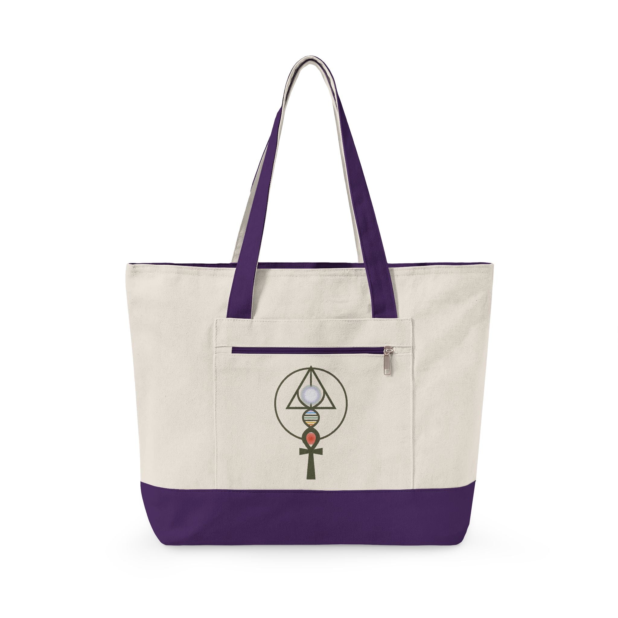 Zippered 100% Heavy Cotton Binary Light Code Tote Bag | Unexpected Money