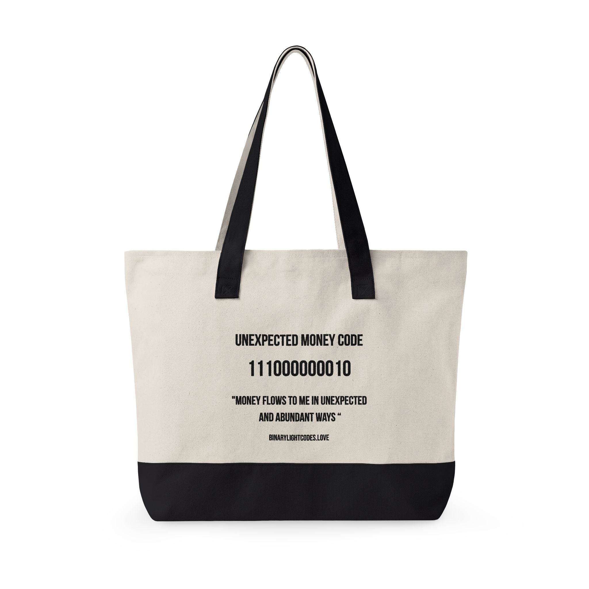 Zippered 100% Heavy Cotton Binary Light Code Tote Bag | Unexpected Money