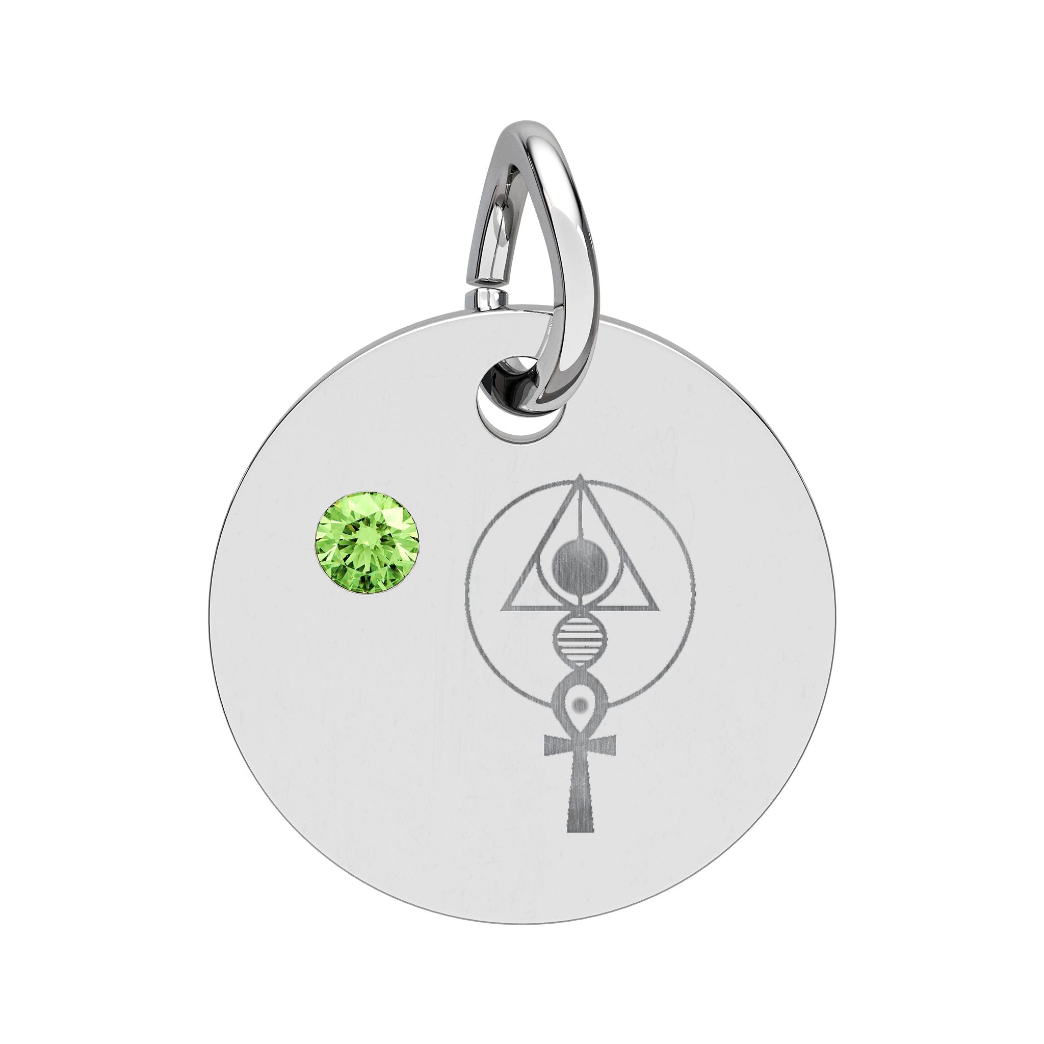 Engraved Binary Light Code Symbol + Birthstone Circle Charm (Chain sold separately)
