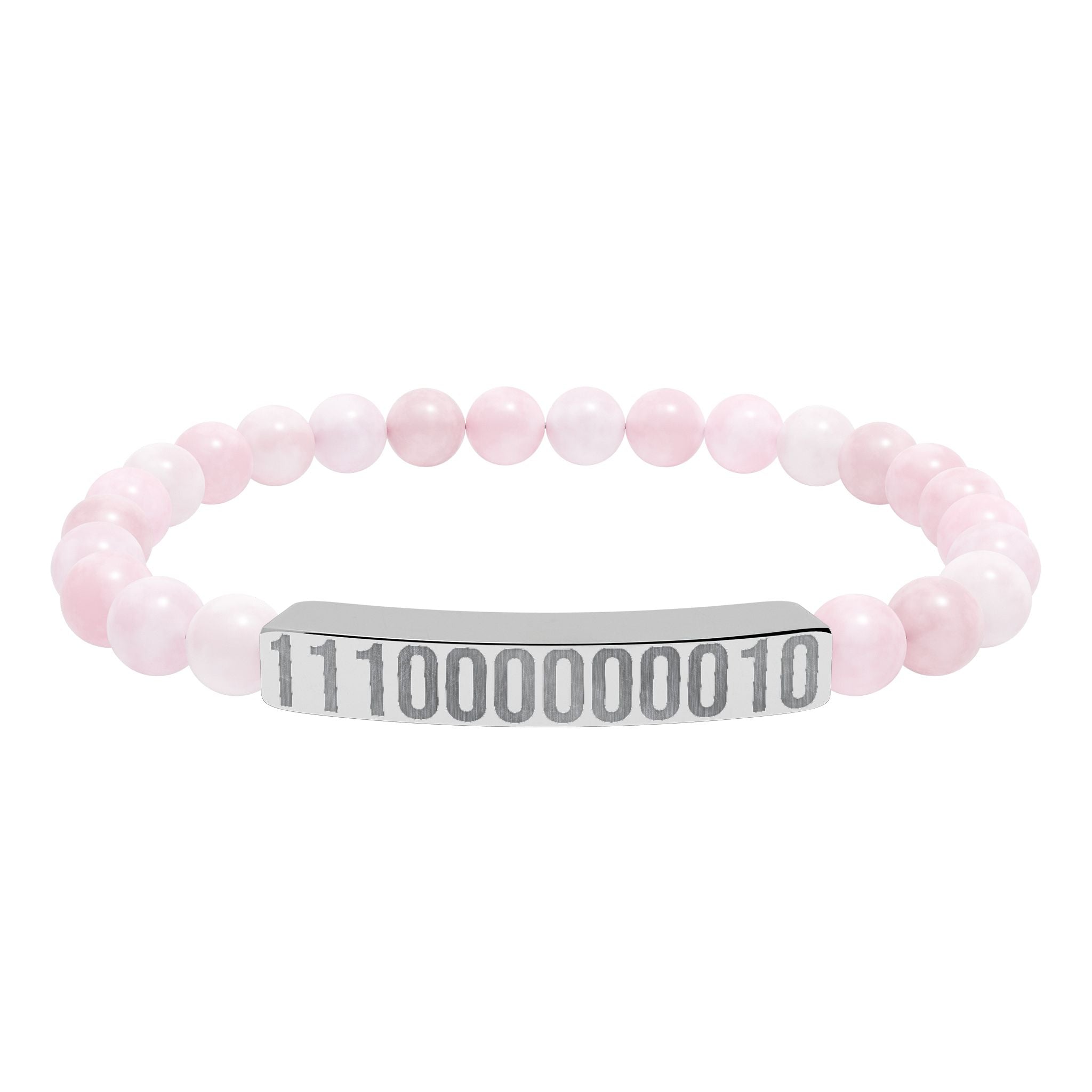 Engraved Legacy Key Binary Code Bar Stone Bracelet - Natural Gem Stretch Bracelet