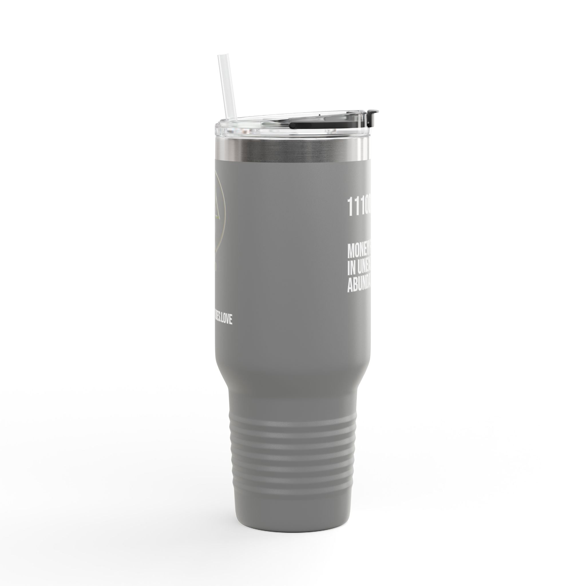 40oz Insulated Travel Mug — "Money Flows to Me" Empowering Affirmation Tumbler