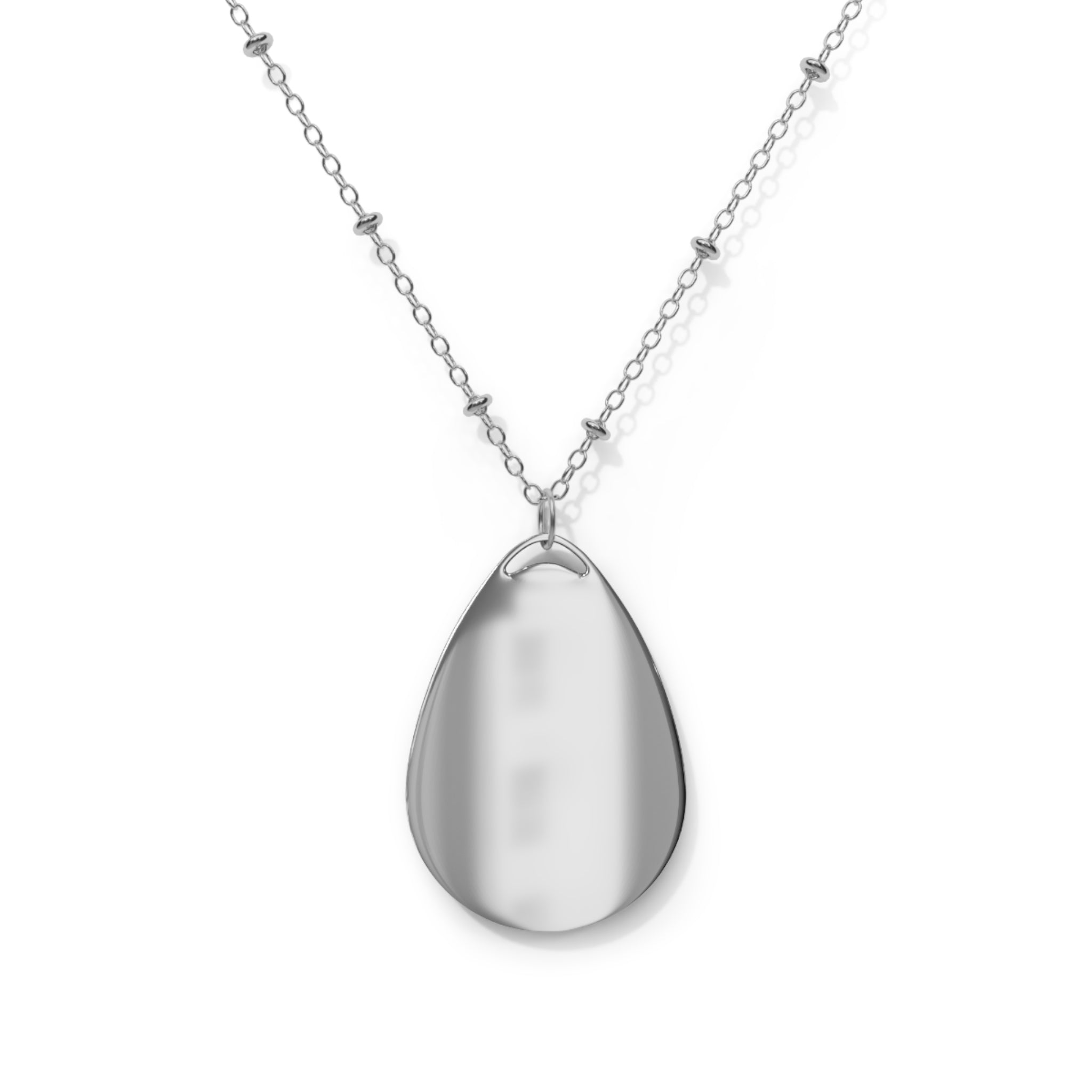 Oval Pendant Necklace - Binary Light Code Symbol