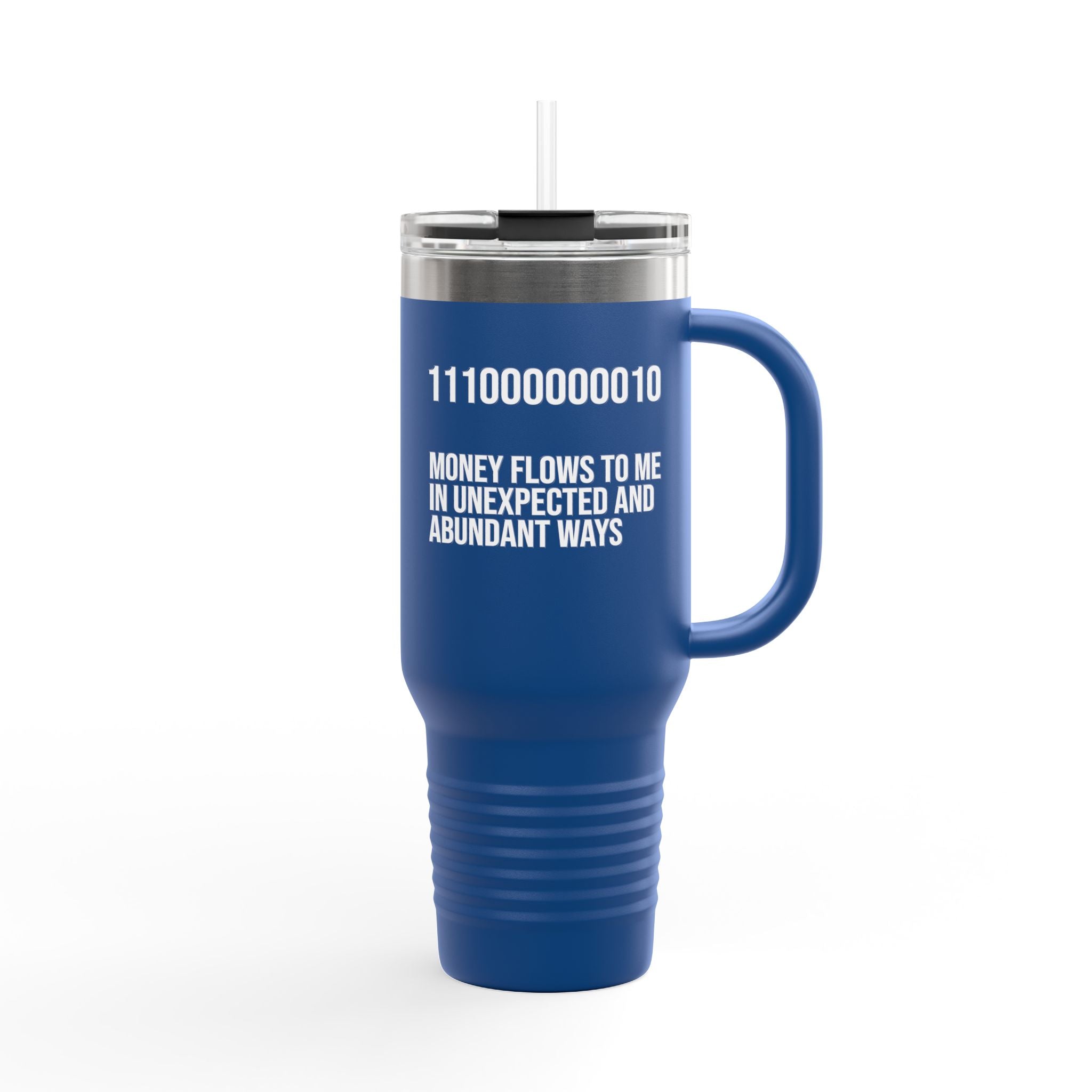 40oz Insulated Travel Mug — "Money Flows to Me" Empowering Affirmation Tumbler