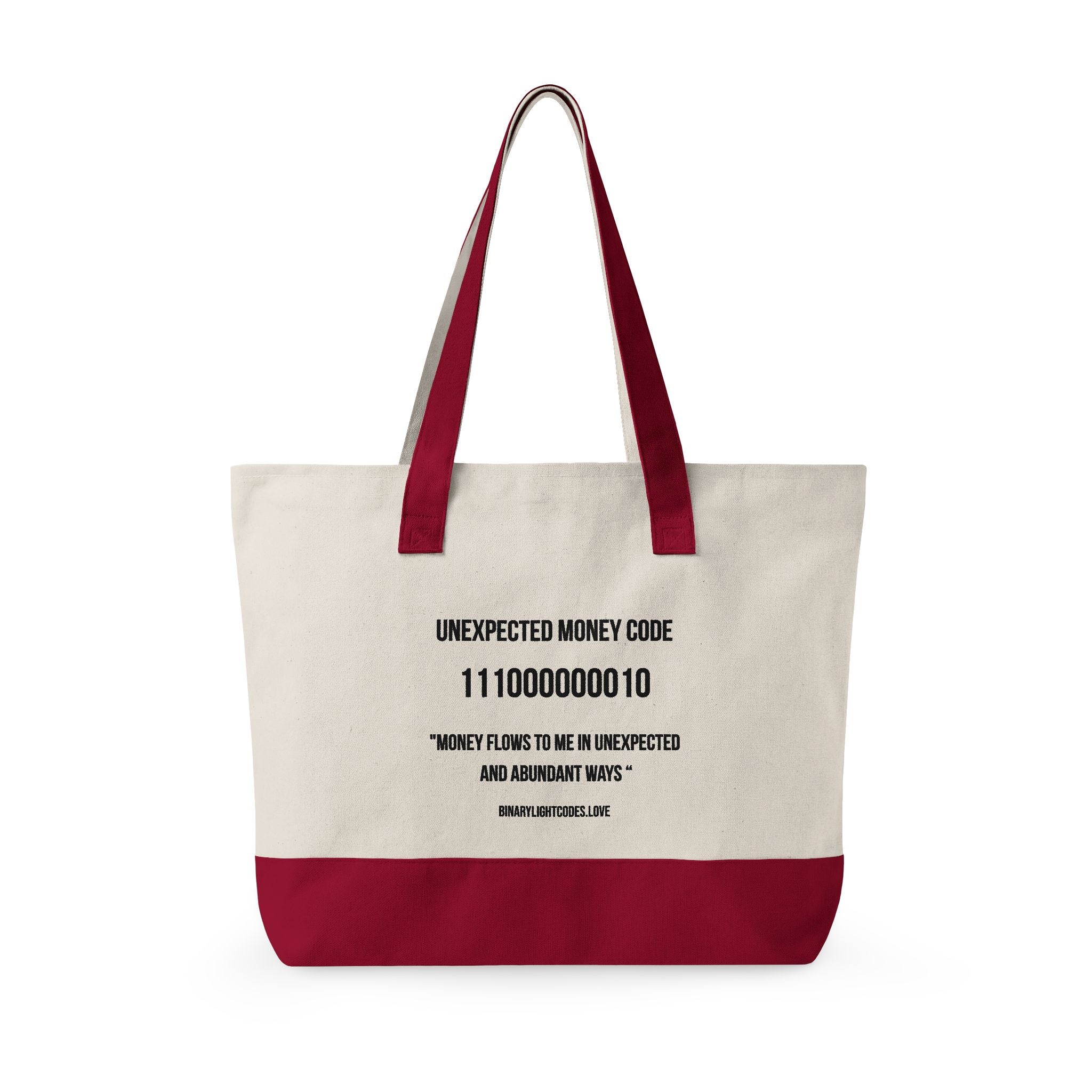 Zippered 100% Heavy Cotton Binary Light Code Tote Bag | Unexpected Money