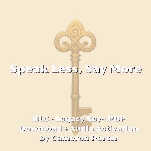 A Legacy Key: Speak Less, Say More PDF Download + Audio Activation by Cameron Porter