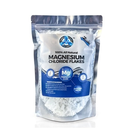 100% Natural Magnesium Flakes produced in the Netherlands - Helps alleviate aches and pains, detoxifies, restores cellular magnesium levels, and reduces stress.